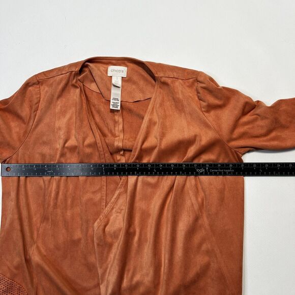 Chicos Blazer Womens Size 1 Medium Open Face Autumn Orange Waterfall Jacket Fall - Picture 5 of 10